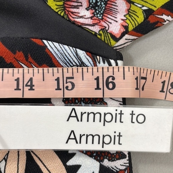 Topshop Mini Dress Tunic Floral Sheer Panel Black Pink Size 0 - Picture 12 of 12